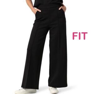 Forever 21 Linen Rayon Black Mid-Rise Wide-Leg Pants S sz